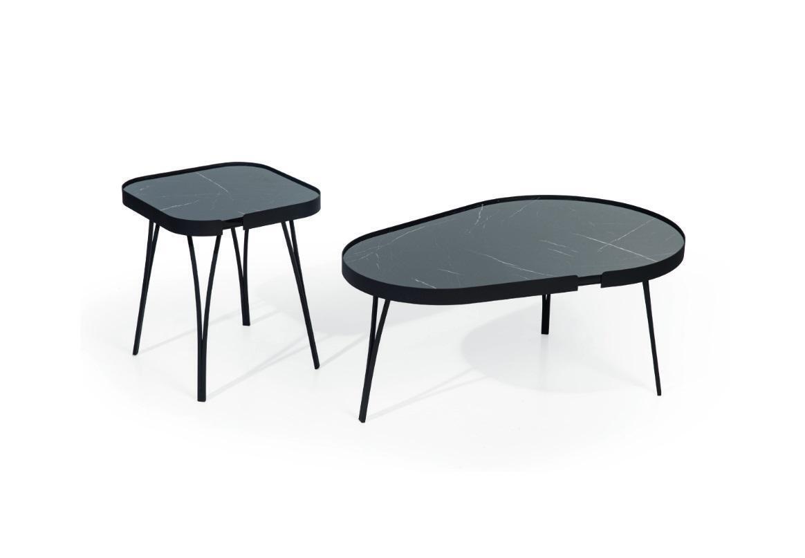 Designer Grauer Couchtisch Set Luxus 2x Tische Runde Beistelltische Tisch
