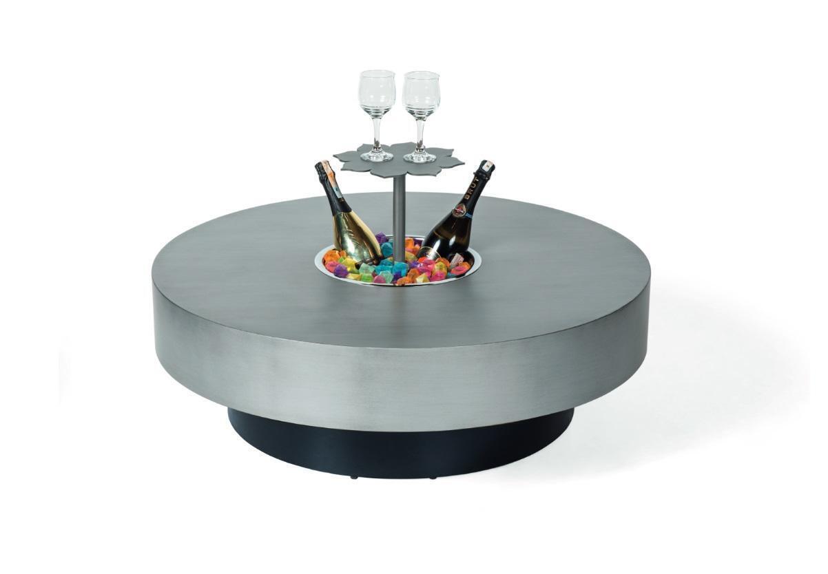 Design Couchtische Tisch Luxus Edelstahl Tische rund grau Möbel 100cm