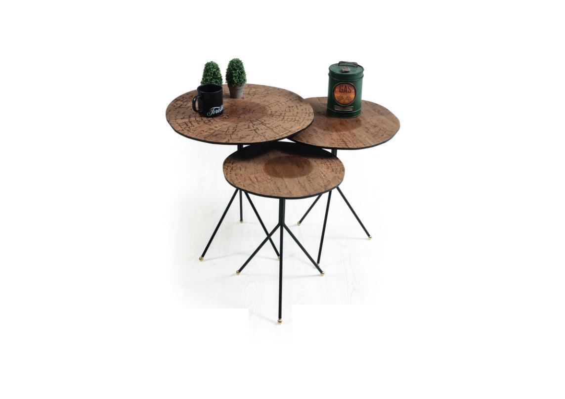 Runde Set 3x Kaffeetisch luxuriös Beistelltisch Wohnzimmer Tische Tisch