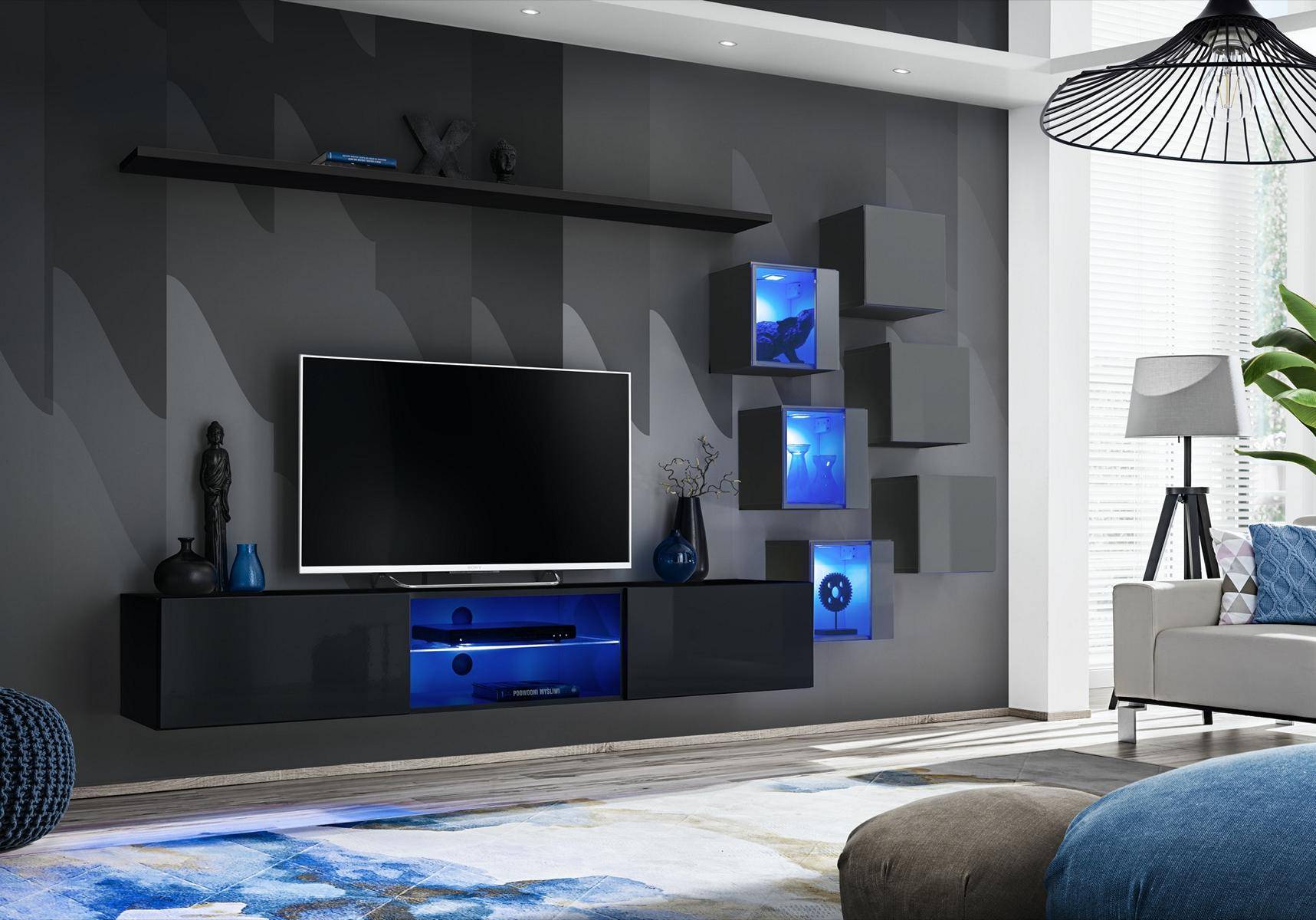 TV-Ständer Wohnwand Sideboard Luxus Garnitur Modern Designer Regale Komplett