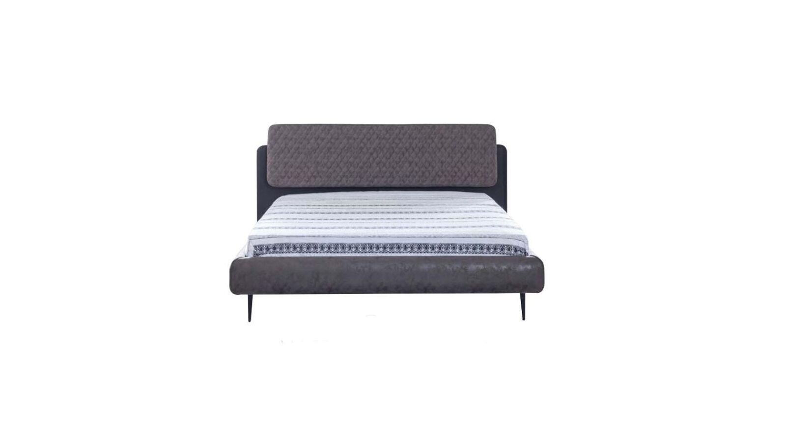 Doppelbett Bett 160 cm Bettrahmen Grau Stoff Betten Modern Schlafplatz