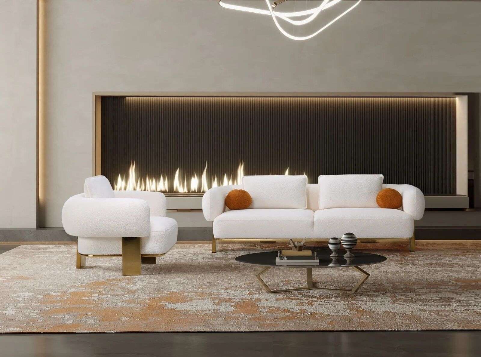 Sofagarnitur Komplette Couchgarnitur Weiß Sitzer Polstersofa Stoffsofa