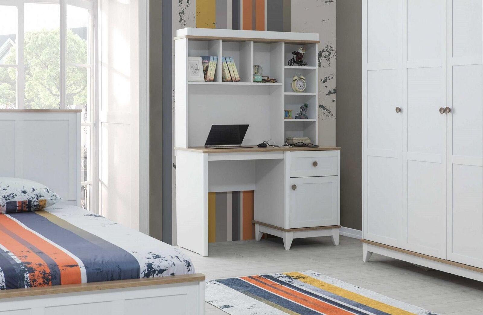 Holztisch Schreibtisch Regale Computertisch Holz Weiß Kinderzimmer