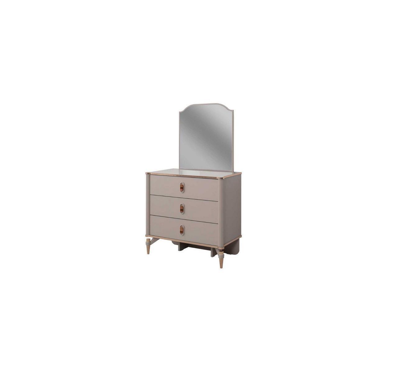 Kommode Garnitur mit Spiegel Holz Kinderzimmer Beige Konsole Set