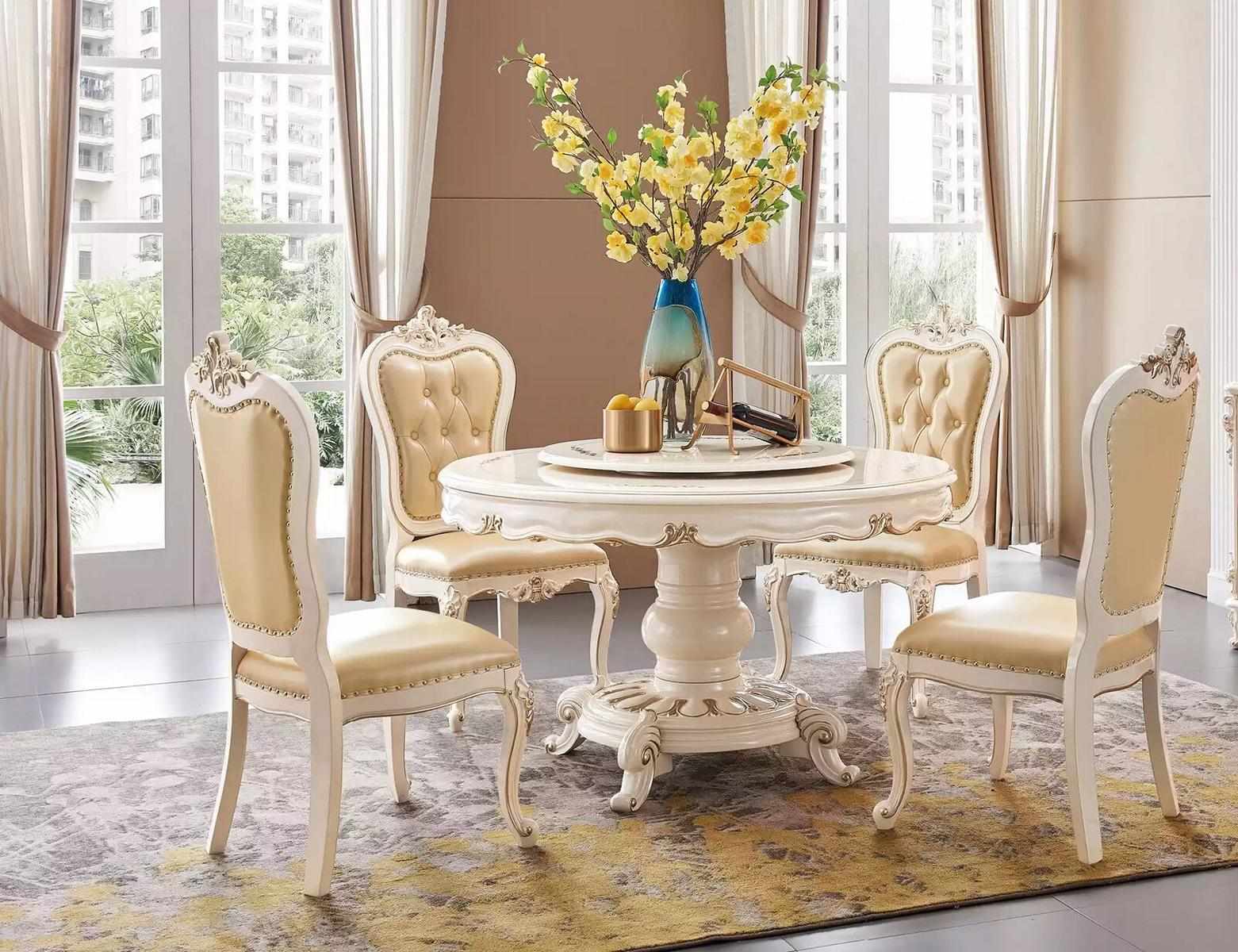 Esszimmer Set Luxus Esstisch und 4 Stühle klassische Möbel 5 Stück neu