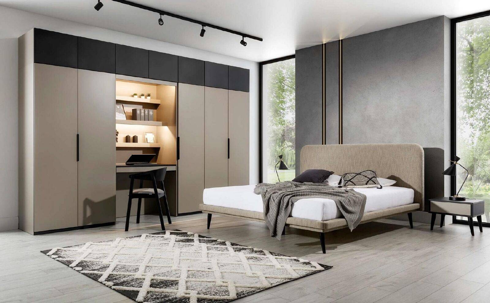 Kleiderschrank Grau Elegantes Holz Schlafzimmer Design Modern Möbel Luxus Neu