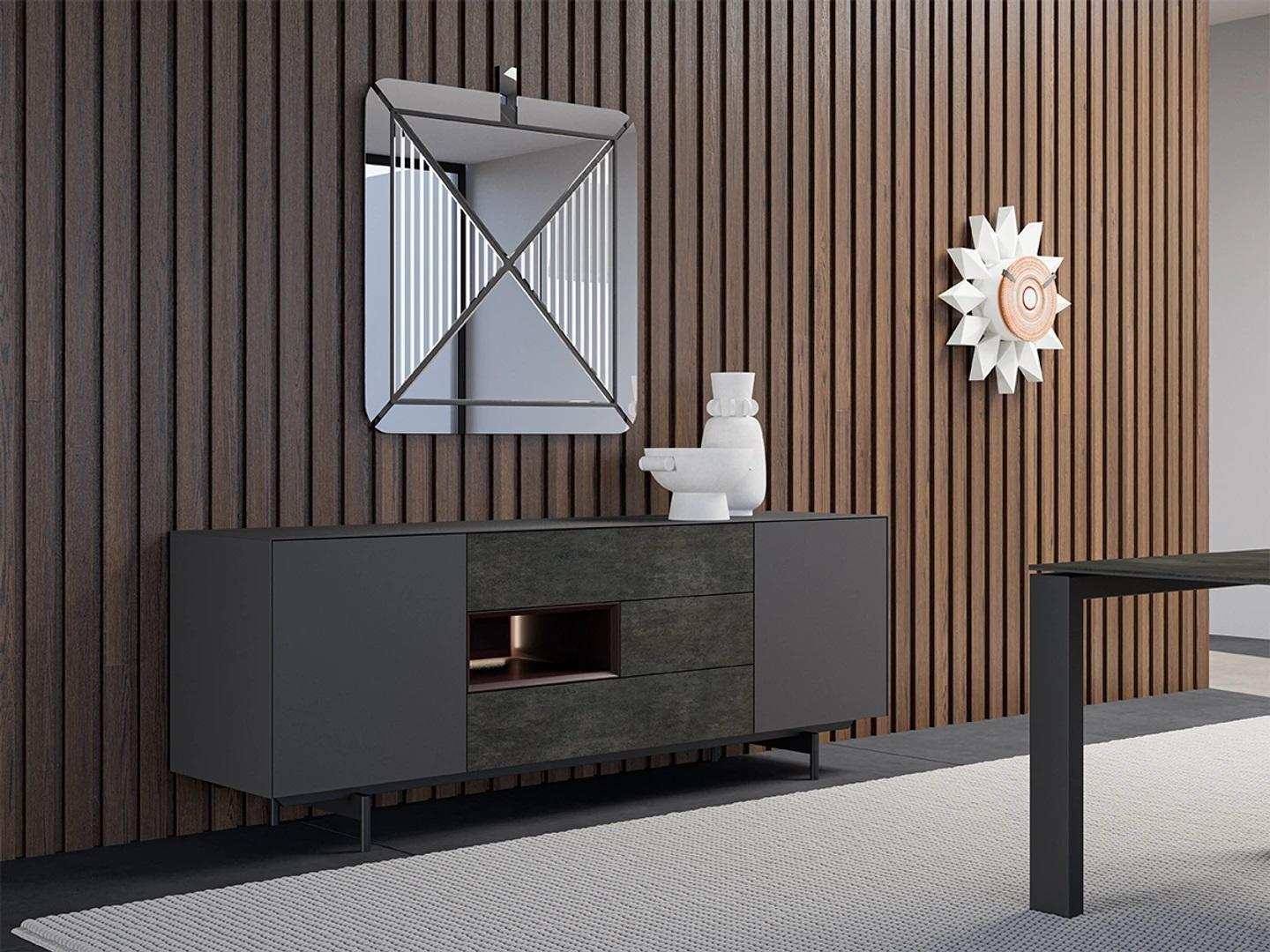 Modern Set Esszimmer Sideboard mit Spiegel Einrichtung Luxus Design