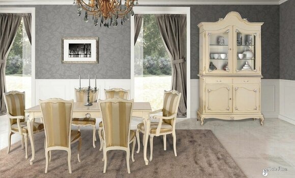 Tisch Set Garnitur Esstisch 6 Stühle Luxus Stil Möbel 8tlg Stuhl Vitrine