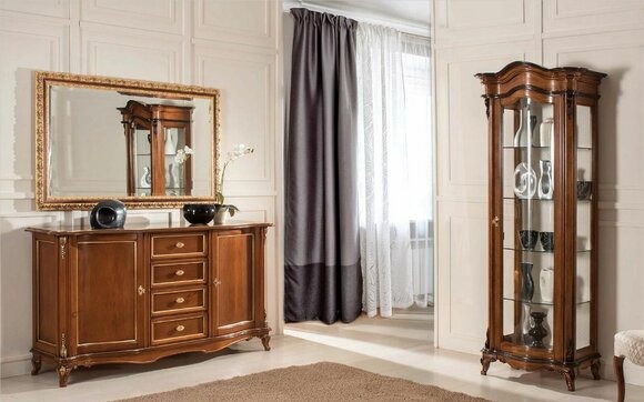 Esszimmerset, Vitrine, Kommode, Spiegel, Sideboard, Italien-Möbel, 3-teilig neu