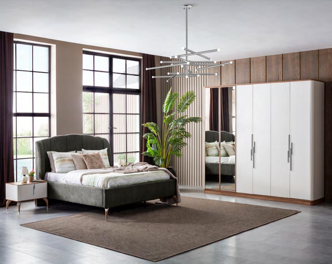 Schlafzimmer Set Luxus Komplettes Bett 2x Nachttisch Kleiderschrank