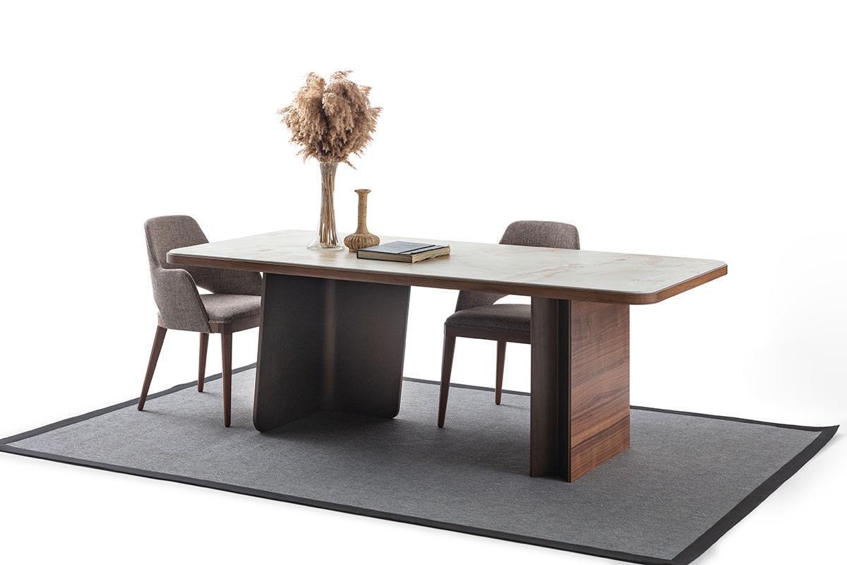 Esszimmer-Set 5tlg. Esstisch 4x Stühle Modern Design Braun Luxus Set