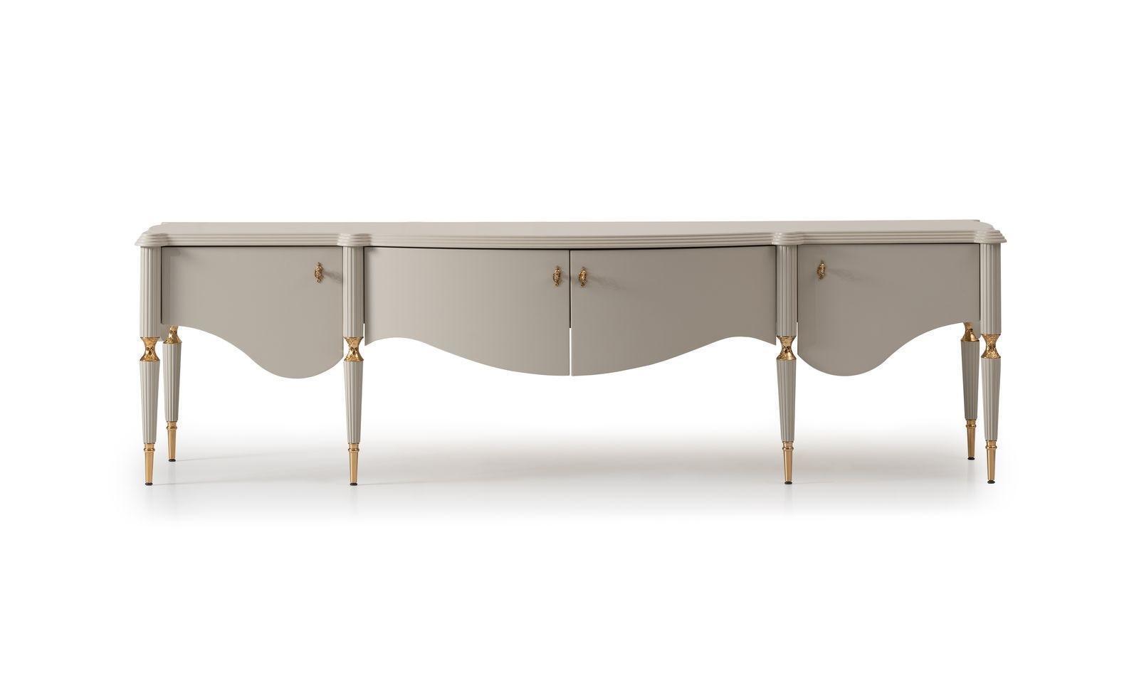 Sideboard RTV Lowboard TV Ständer Beige Holz Wohnzimmer Tisch Schrank