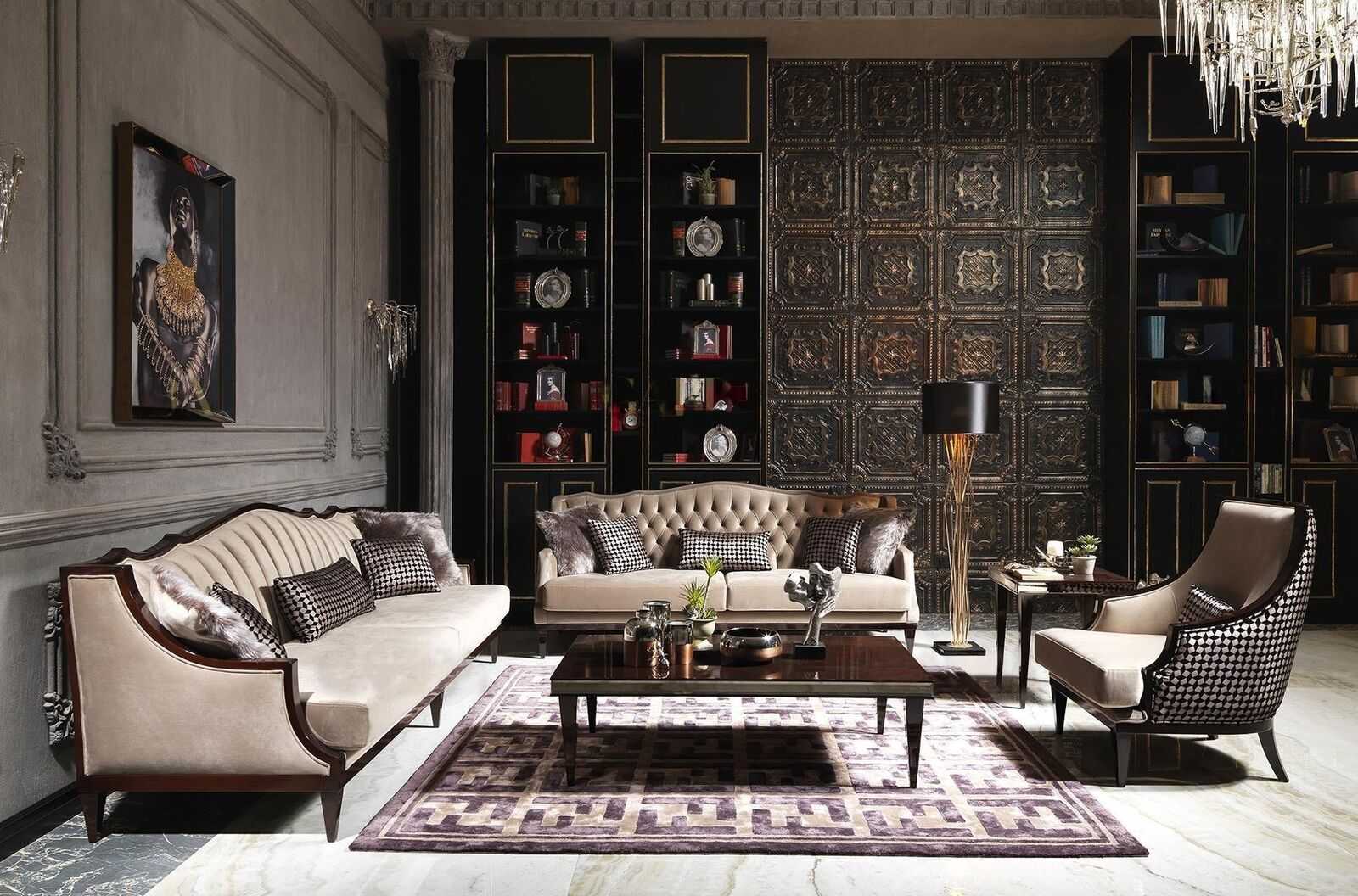 Sofagarnitur Viersitzer Dreisitzer Sessel Grau Couchtische Stoffsofa