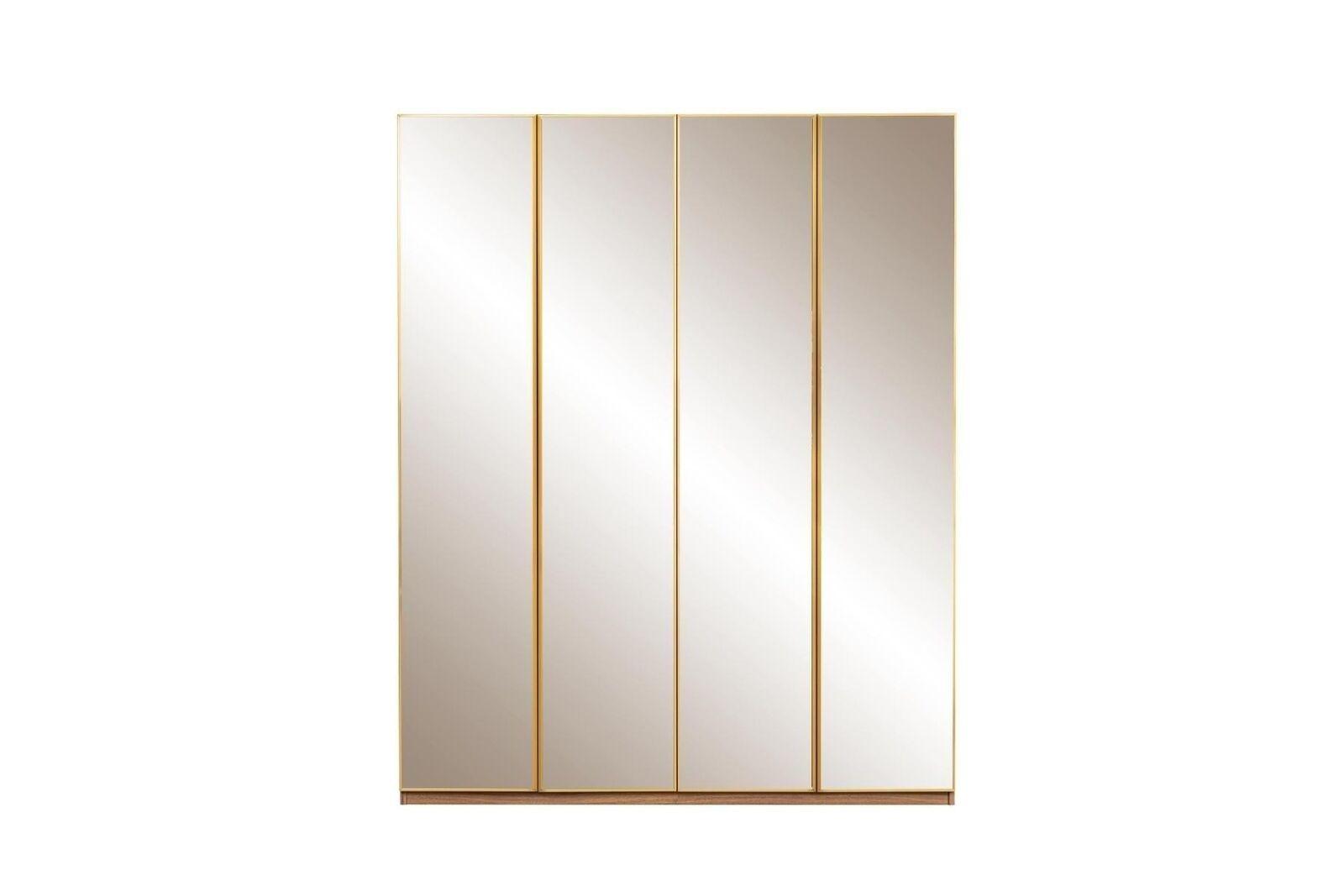 Kleiderschrank Holzschrank Spiegel Garderobenschrank Schrank Braun