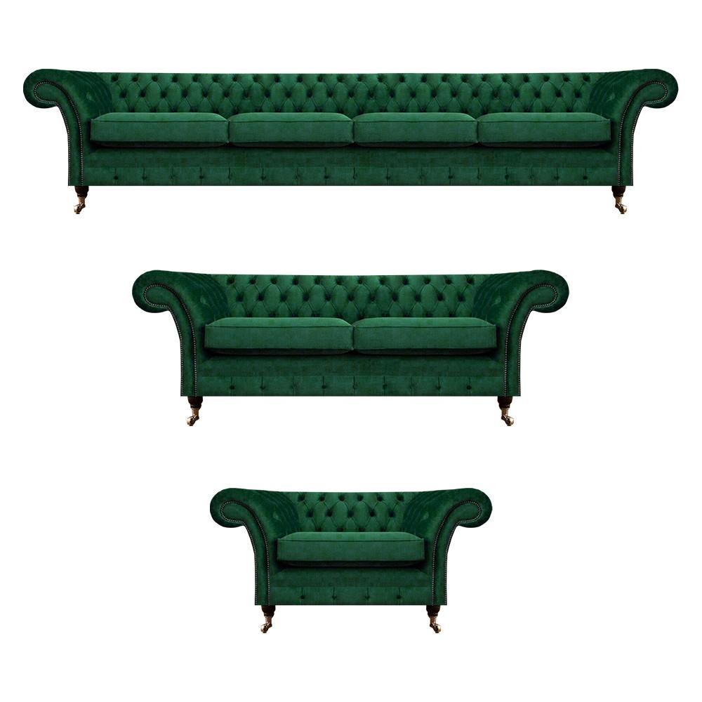 Polstermöbel Grün Sofas Chesterfield Sessel Wohnzimmer 4+2+1 Sofagarnitur