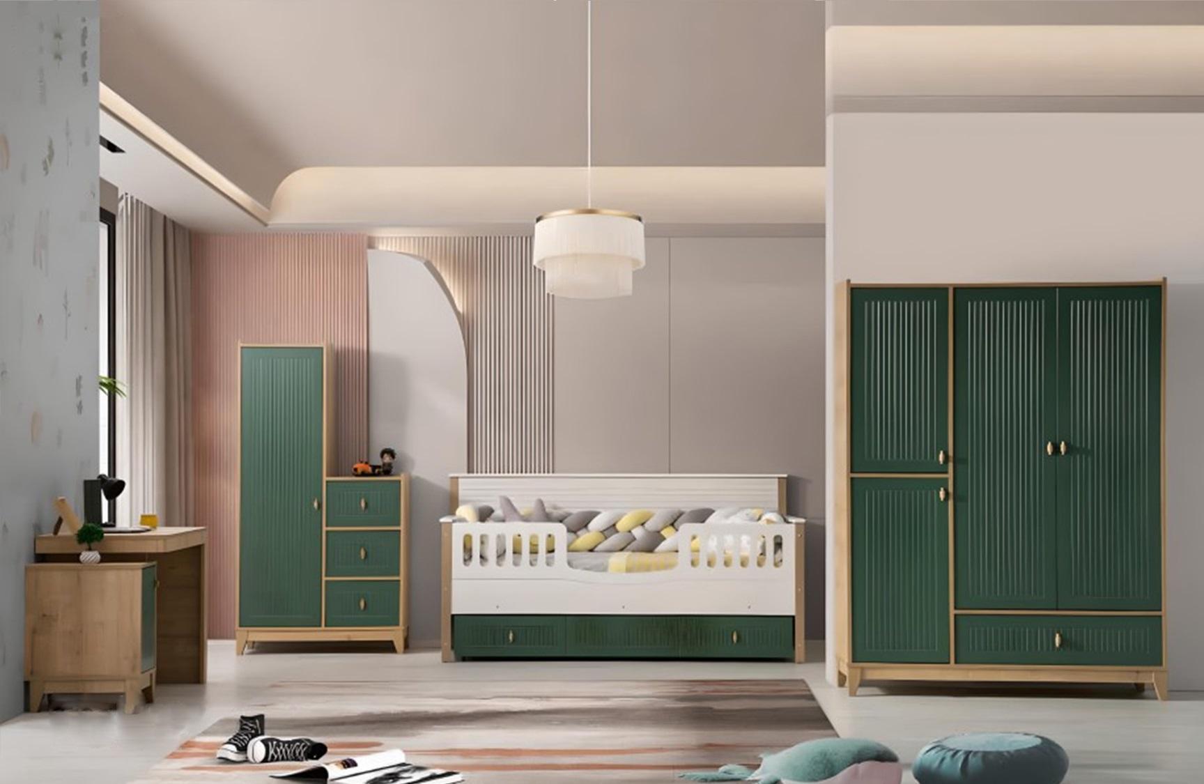 Stilvoll Kinderzimmer Set Besteht aus Bett 2х Kleiderschrank Schreibtisch