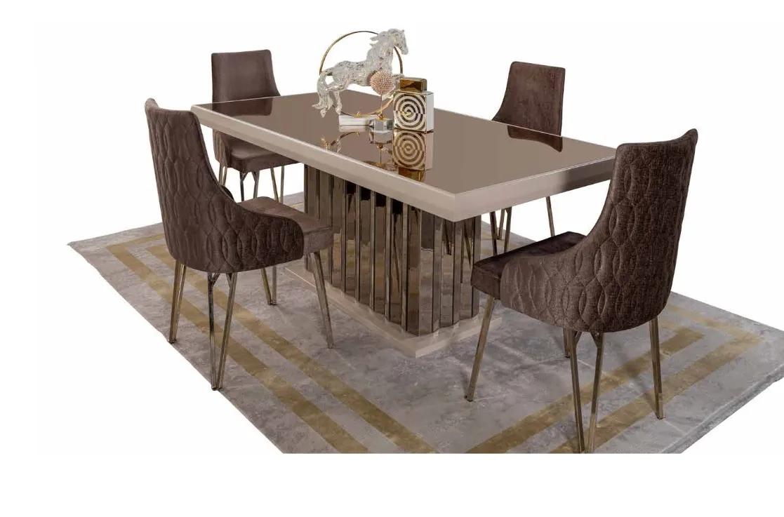 Luxus Esszimmer set Esstisch 4x Stühle Stuhl Textil Essgruppe Garnitur