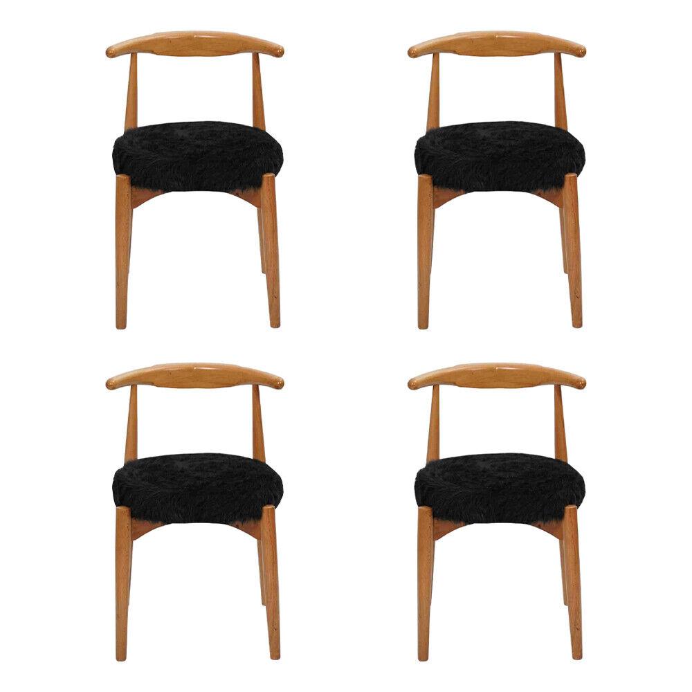 Modern Esszimmer Holz 4x Stühle Braun Ohne Armlehne Design gepolsterter Stuhl