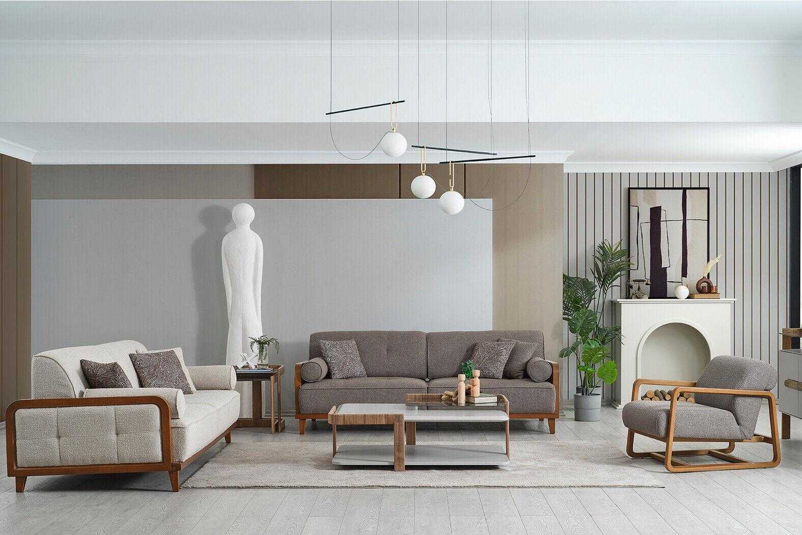 Wohnzimmer Polster Couchgarnitur Designer Sessel Beistelltisch Möbel