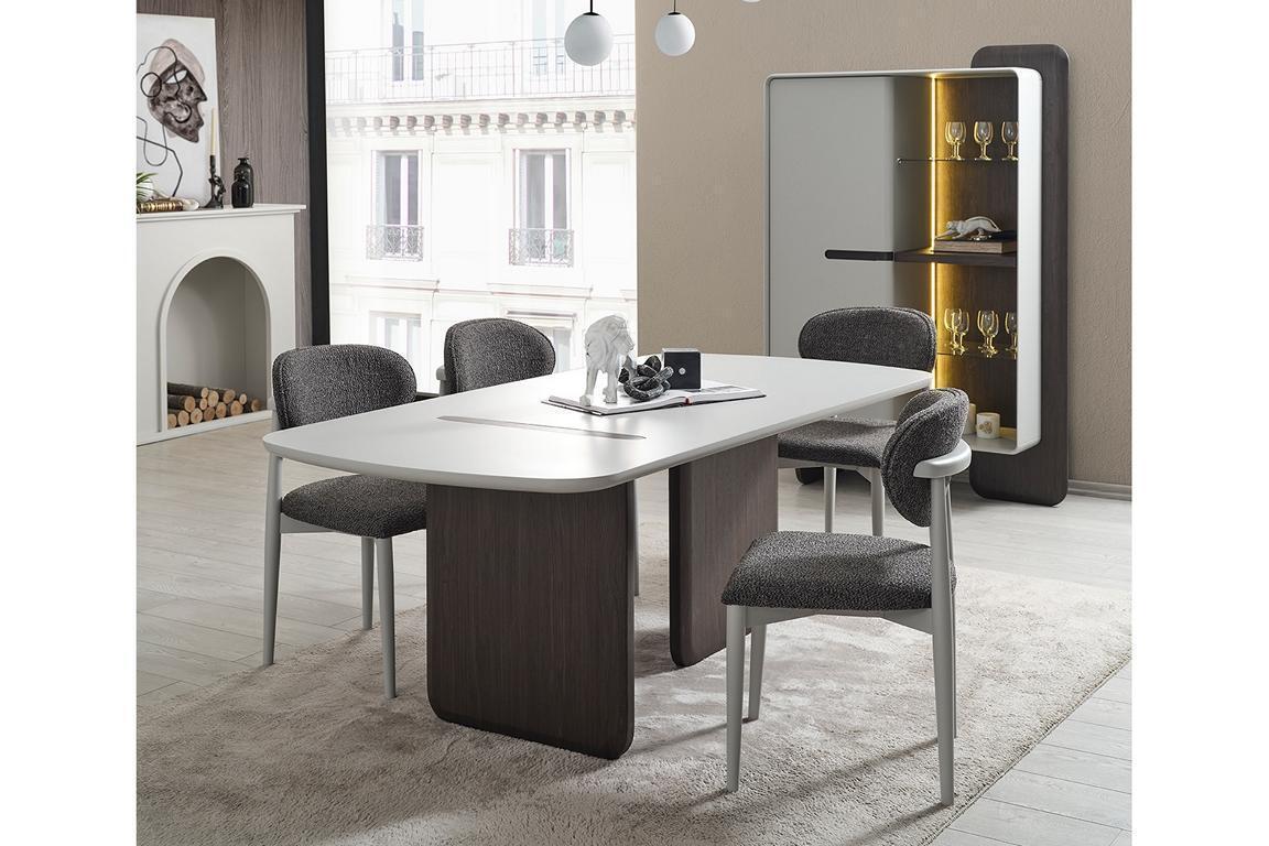 Esszimmer Möbel Abgerundeter Esstisch 4x Stühle Luxus Holz Garnitur 5tlg