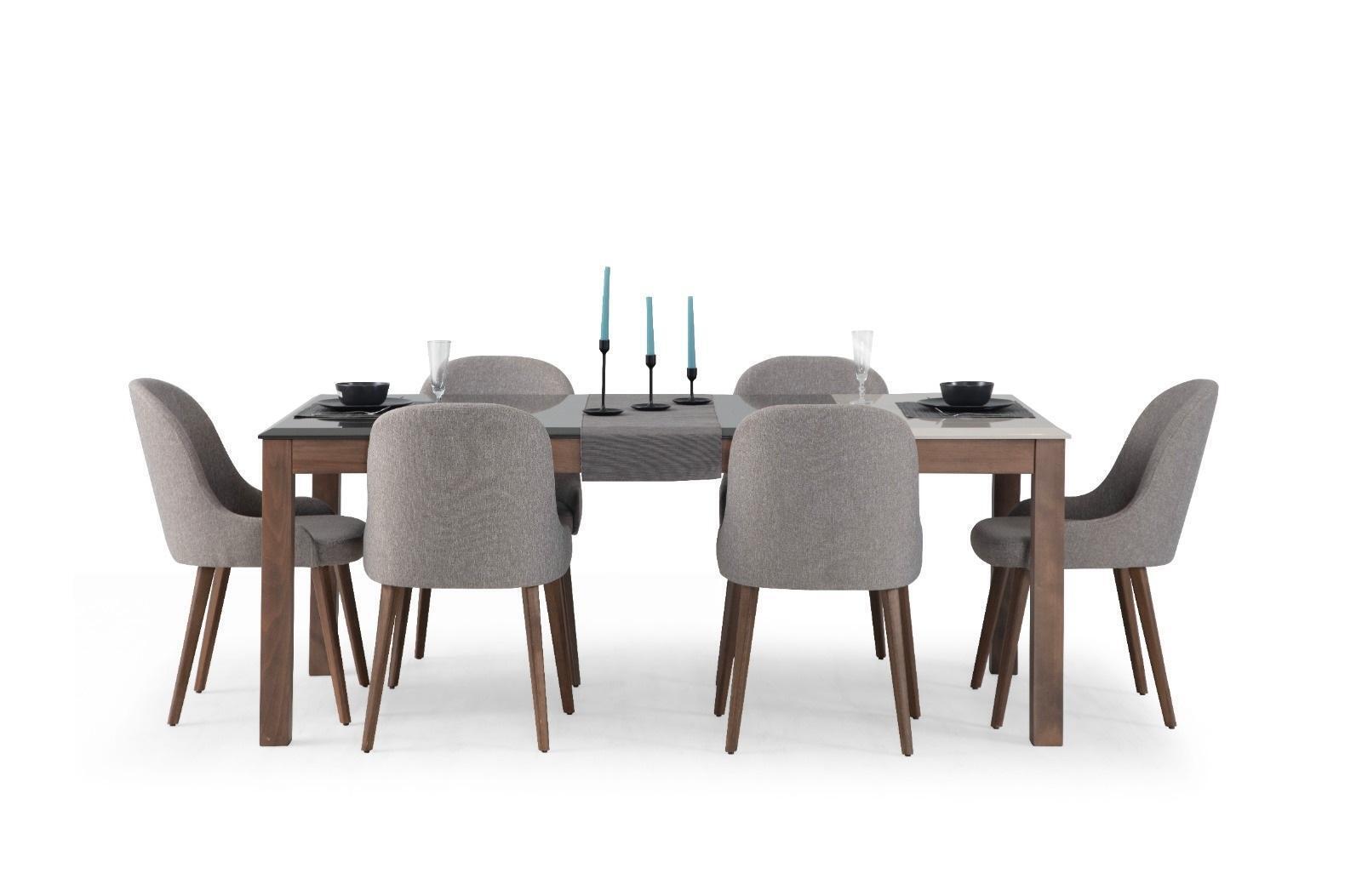 Exklusive Esszimmer Set Besteht aus Esstisch und 6x Stühle Schwarz 7tlg