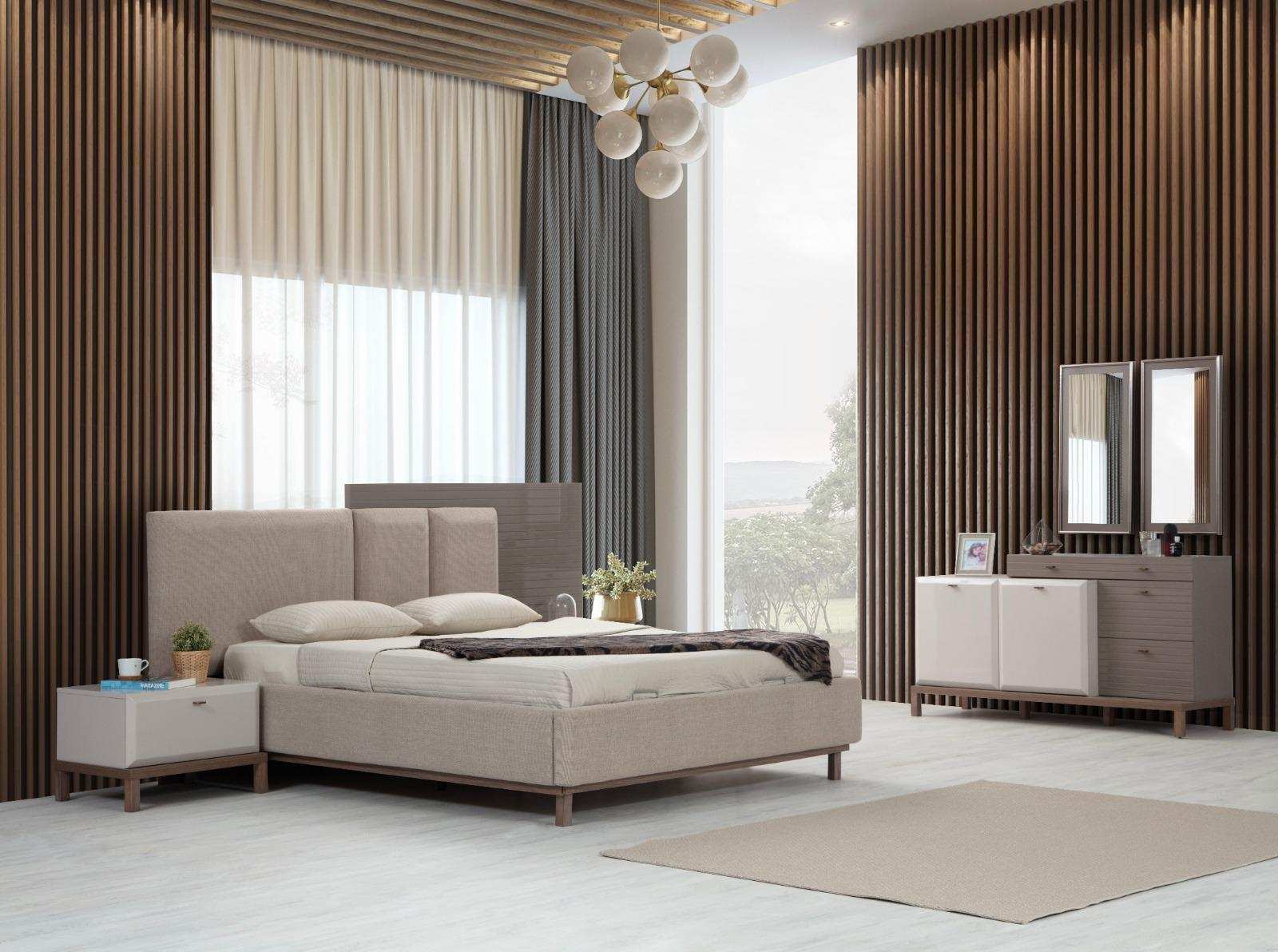 Exklusive Schlafzimmer Möbel Designer Polster Doppelbett Kosmetiktisch