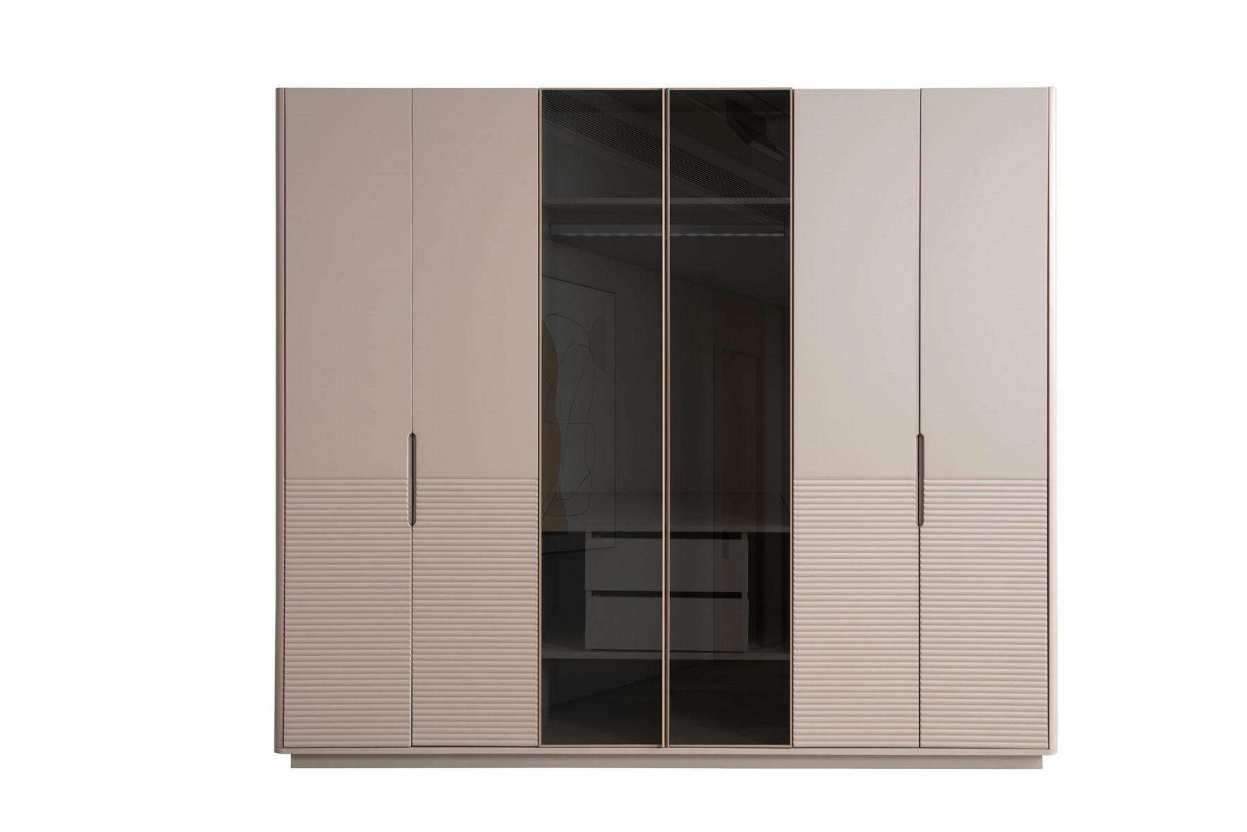 Designer Beiger Glasschrank Moderne Schlafzimmer Holz Möbel Schrank