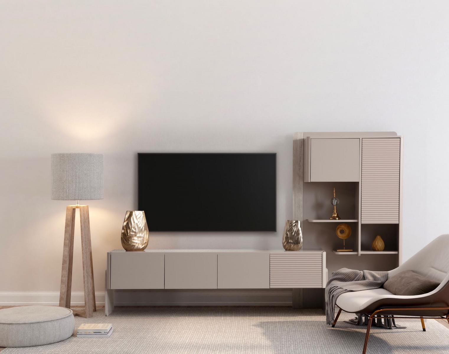 Stilvoller TV-Schrank Beiges Sideboard Luxuriöse Wohnzimmer Kommode