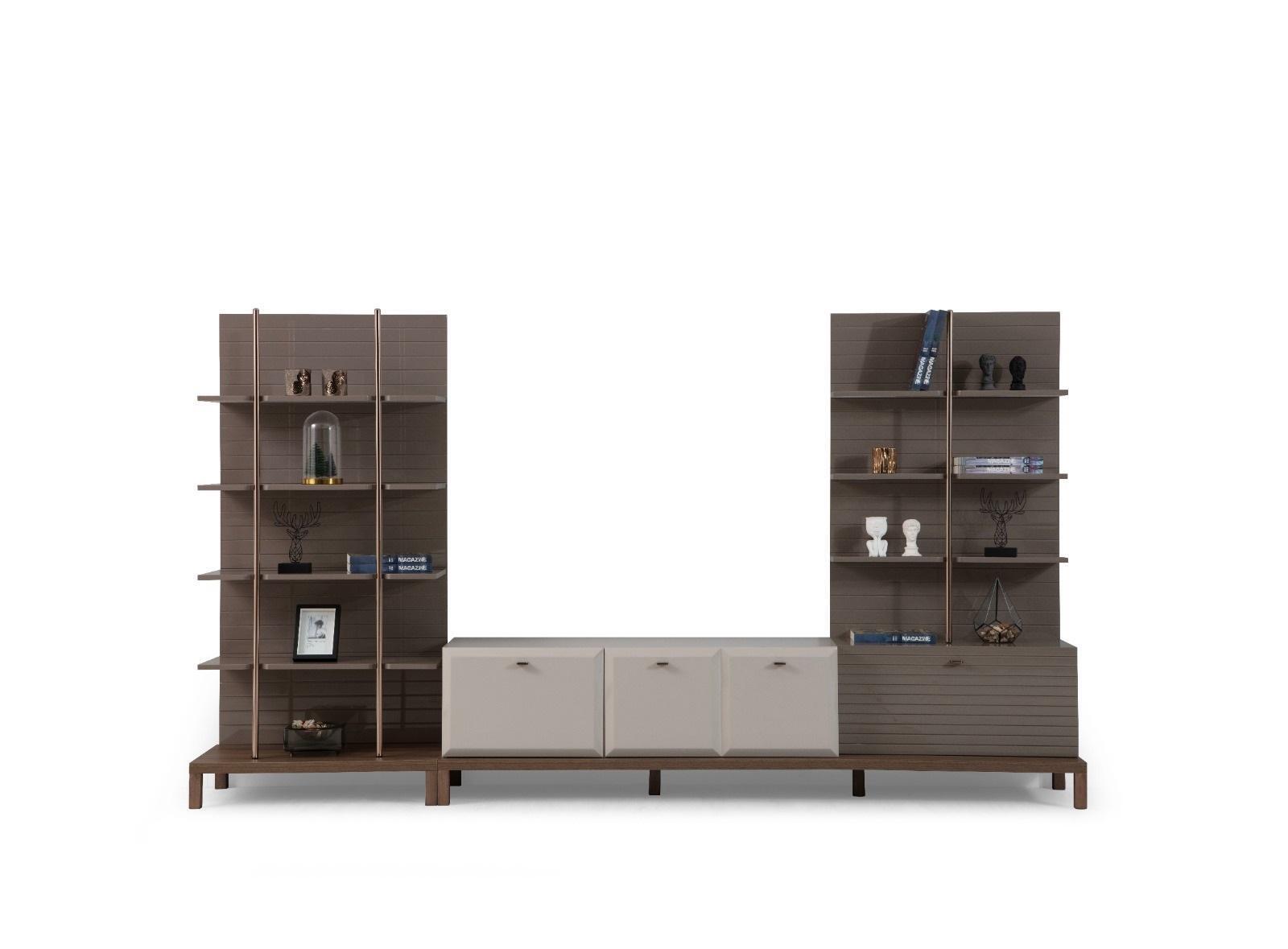 Moderne Wohnwand Designer TV-Lowboard Regalen 2tlg Set Wohnzimmer Möbel