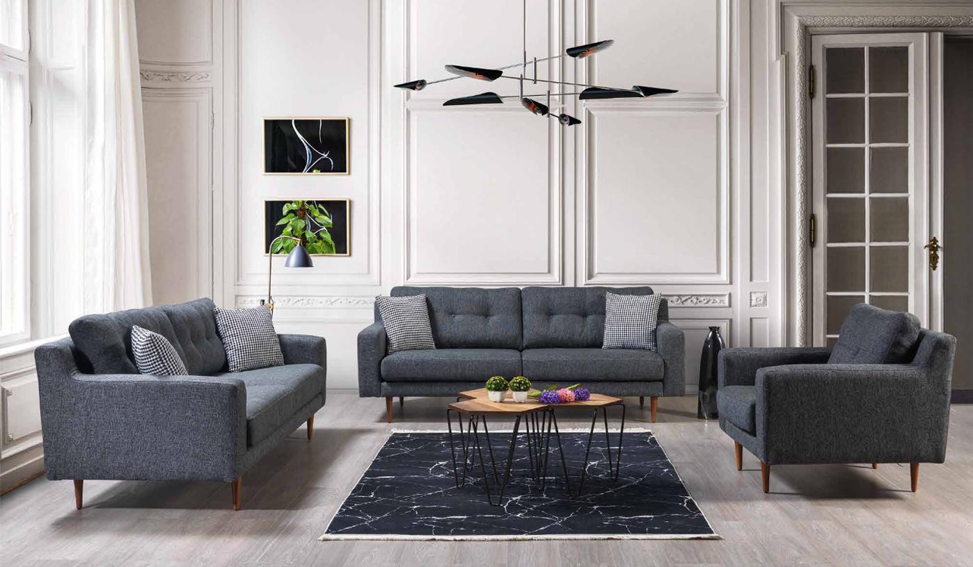 Graues Wohnzimmer Set Luxuriöse 2x Textil Sofas Designer Polster Sessel
