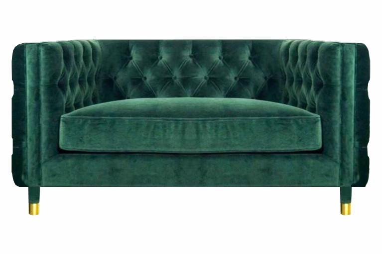 Textil Sofa Couch Zweisitzer Grün Design Möbel Modern Polstermöbel Chesterfield