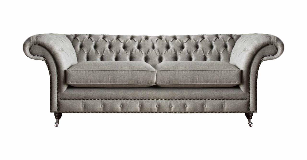 Polstersofa Grau Möbel Luxus Sofa Couch Zweisitzer Chesterfield Sitzmöbel Textil