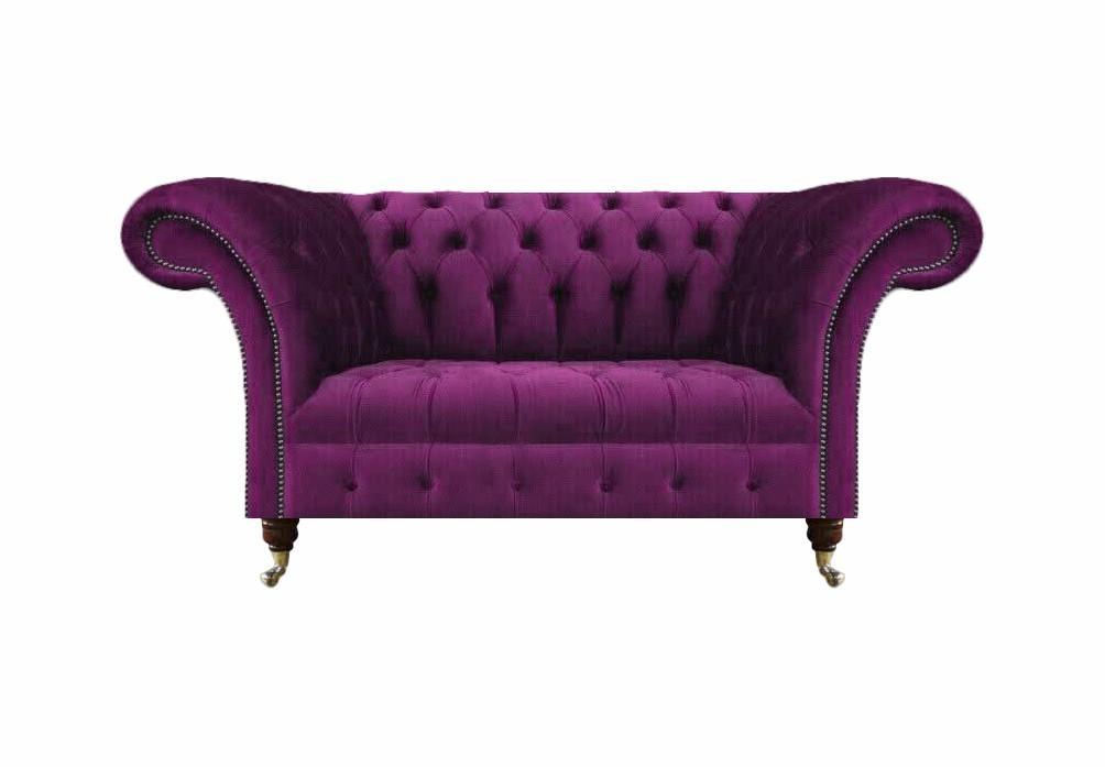 Luxus Sofa Couch Zweisitzer Chesterfield Lila Möbel Textil Wohnzimmer
