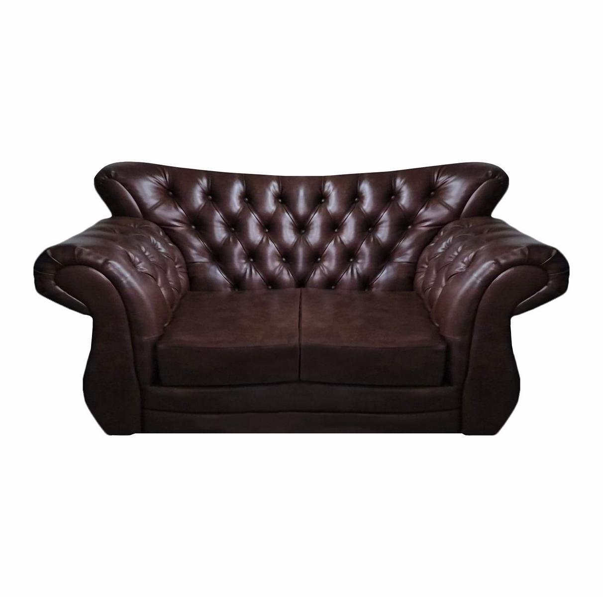 Chesterfield Luxus Sofa Couch Zweisitzer Braun Leder Sofas Wohnzimmer