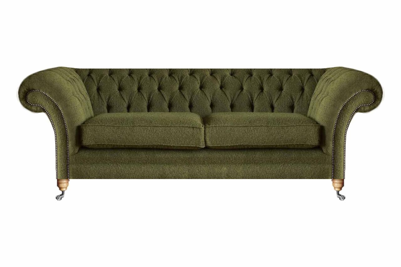 Modern Zweisitzer Sofa Couch Chesterfield Grün Polstermöbel Textil Sitz Polster