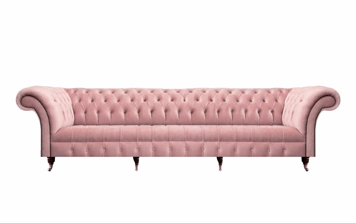 Sofa Viersitzer Couch Luxus Textil Wohnzimmer Rosa Polstermöbel Chesterfield