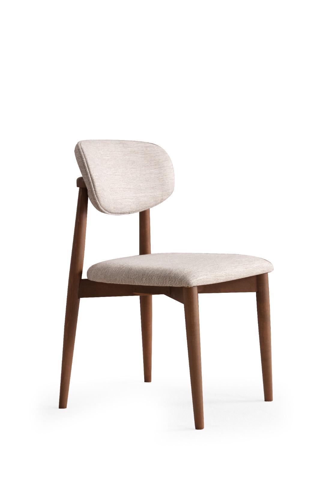 Designer Luxus Modern Esszimmer Stuhl Stühle Sitz Lehn Beige Holz