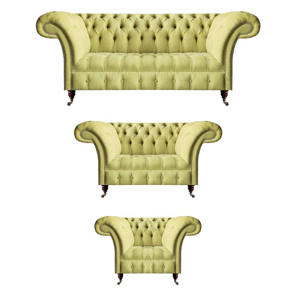 Wohnzimmer Gelb Luxus Garnitur Sitzmöbel Polster Stoff Neu Chesterfield