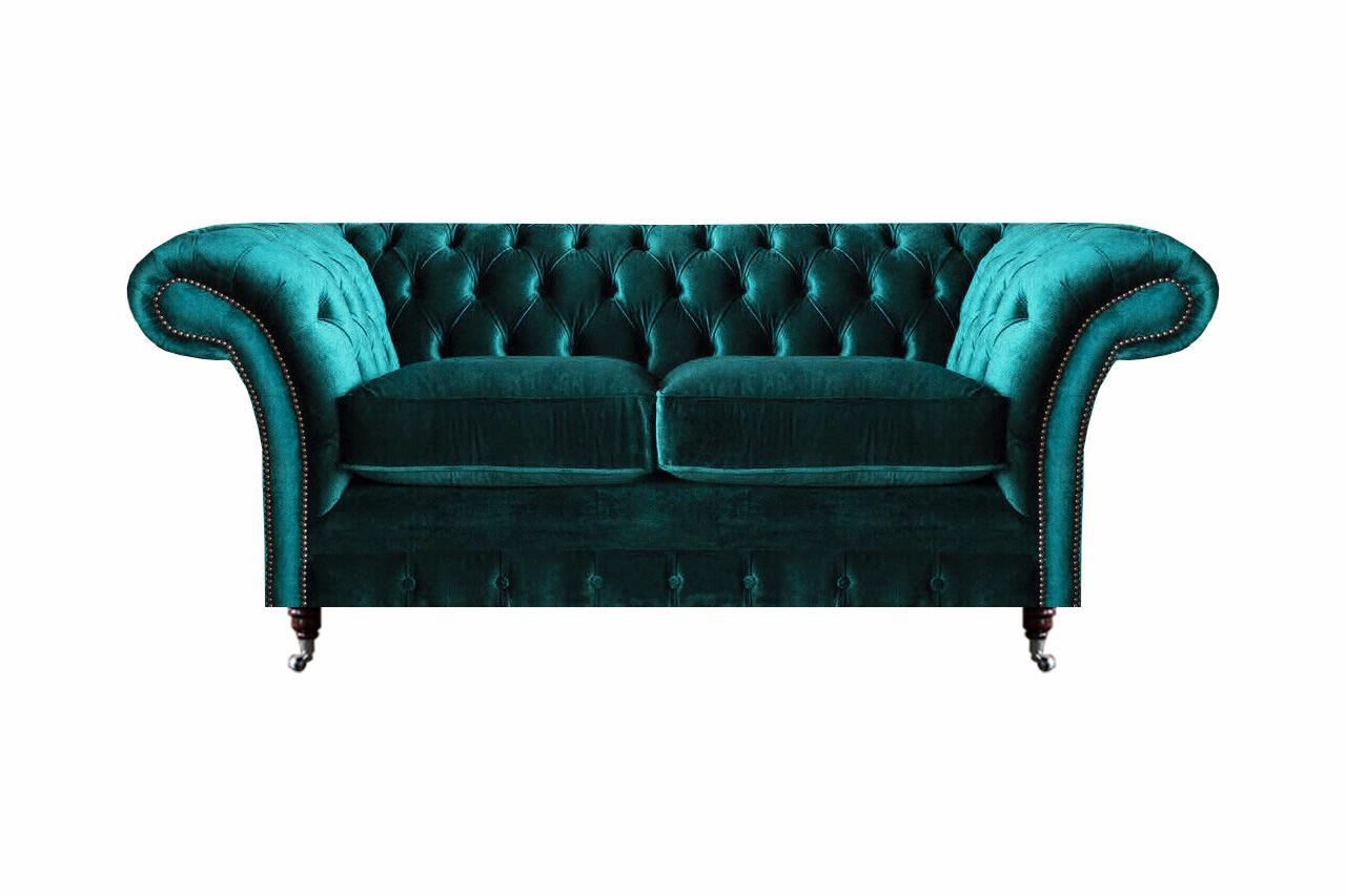 Chesterfield Design Grün Sofa Zweisitzer Sofa Einrichtung Polstermöbel