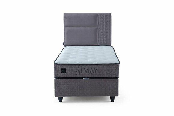 Graues Einzelbett Einfarbiges Schlafzimmer Bett Rechteckiges Neues Bett