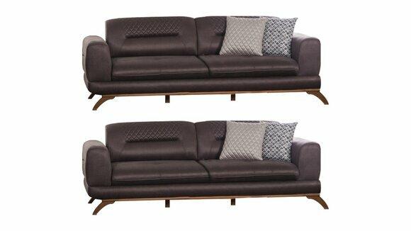 Braunes Dreisitzer-Sofa Luxus-Möbel-Set Sofas Wohnzimmer Sofas 2tlg