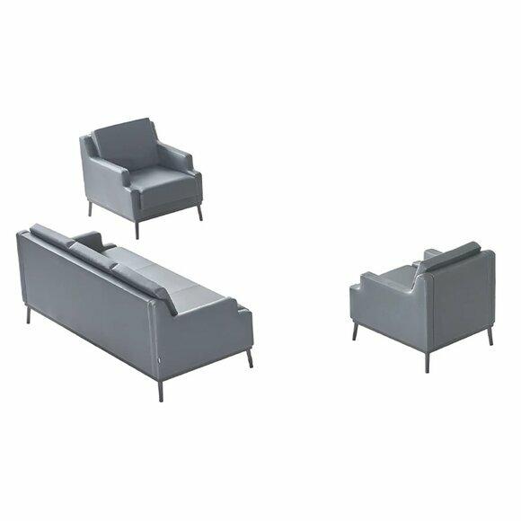 Arbeitszimmer-Set 3tlg 3-Sitzer mit 2x Sessel Dunkelgrau Modern Design