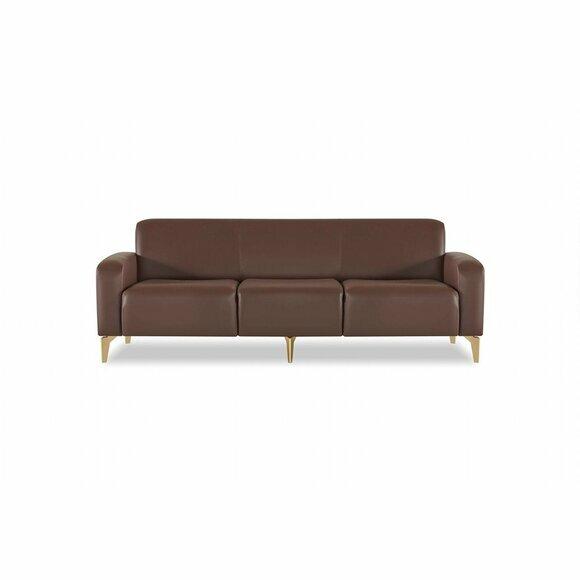 Sofa 3-Sitzer Braun Einfarbig Edelstahl Gold Fuße Arbeitszimmer Modern