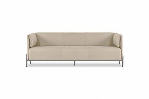 Arbeitszimmer-Set 3-Sitzer Sofa Beige Modern Design Wohnzimmer Kissen
