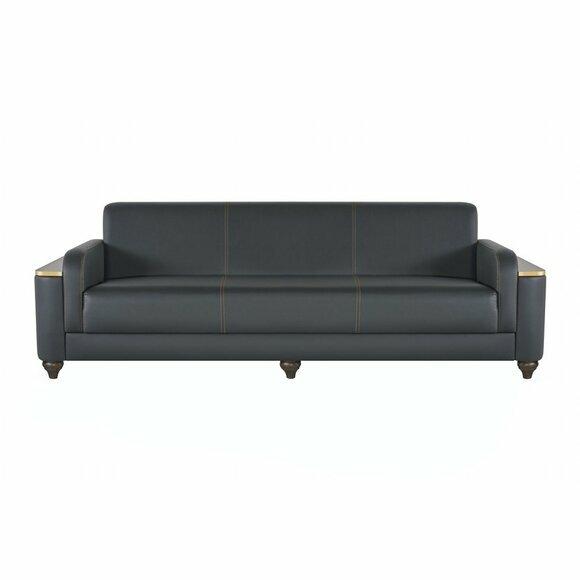 Sofa 3-Sitzer Arbeitszimmer Modern Design Stil Schwarz Einfarbig Farbe