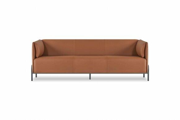Sofa 3-Sitzer Braun Einfabig Arbeitszimmer Wohnzimmer mit Kissen Modern