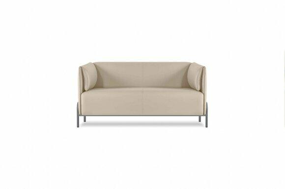 Sofa 2-Sitzer Beige Einfarbig Modern Design Stil Arbeitszimmer Wohnzimmer