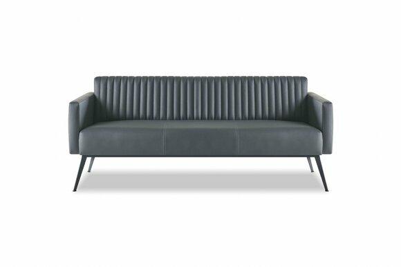 Sofa 3-Sitzer Schwarz Einfarbig Muster Arbeitszimmer Modern Design Stil