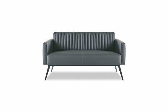 Sofa 2-Sitzer Schwarz Farbe Einfarbig Modern Design Stil Arbeitszimmer
