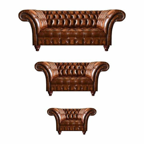 Hochwertige Chesterfield Garnitur Couchgarnitur 2x Sofas Polster Sessel